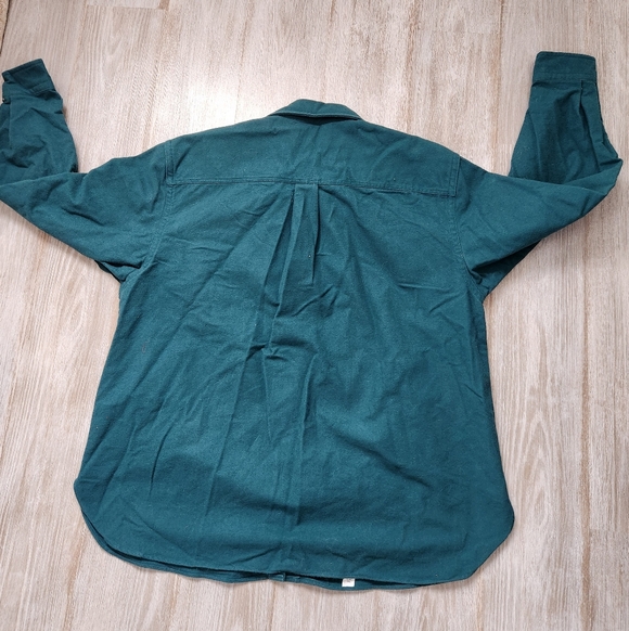 VTG 90s LL Bean Chamois Cloth Shirt Womens XL Teal Flannel Button Down Thick - Picture 6 of 6